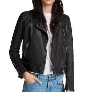 NWT AllSaints Women's Conroy Quilted Leather Biker Jacket